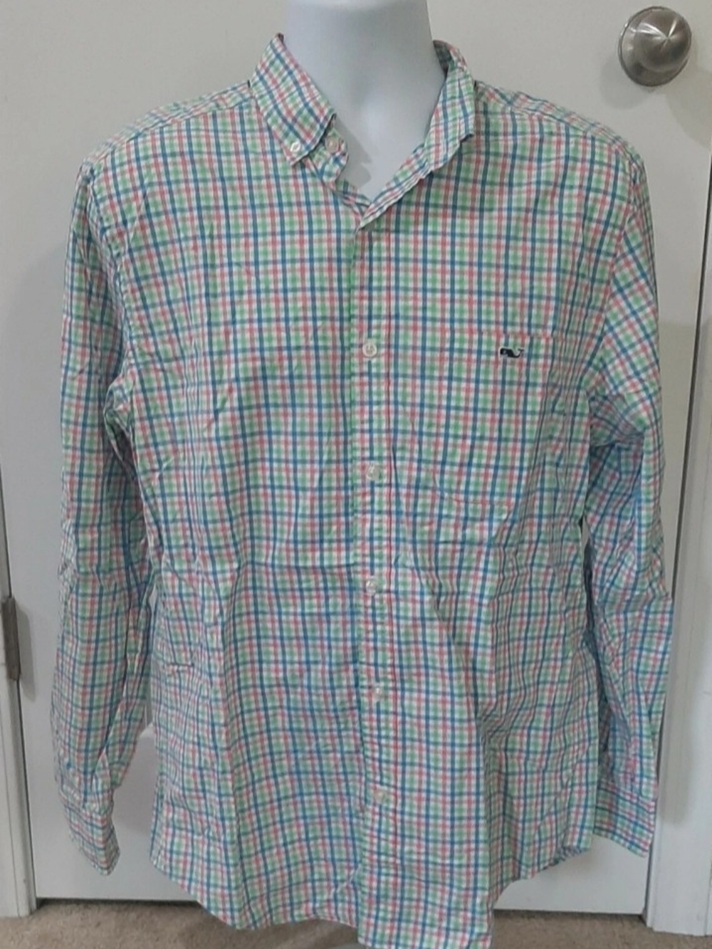Vineyard Vines Men's Medium Pastel Multicolor Plaid Button-Down Dress Shirt